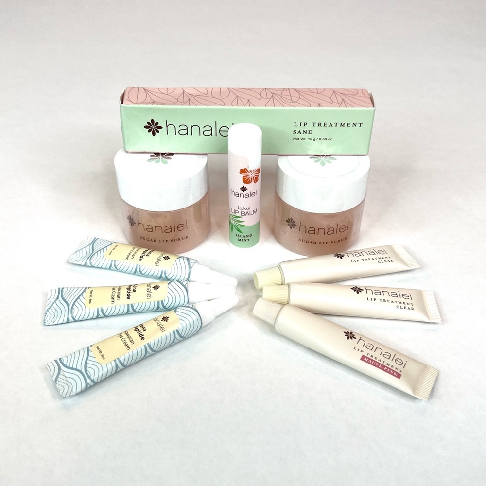 *SOLD* NWT NEW 10 Pc Hanalei Set Lip Treatment, Lip Scrub, Lip Balm & Eye Cream - Picture 1 of 16